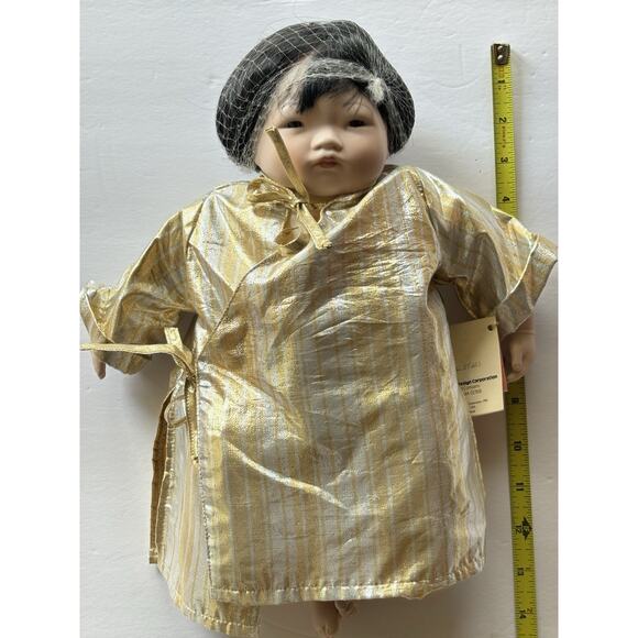 Pauline Bjoness Jacobsen Asian Doll Gold & Silver Lame' Stripe Robe Pants 14'' - Picture 16 of 16